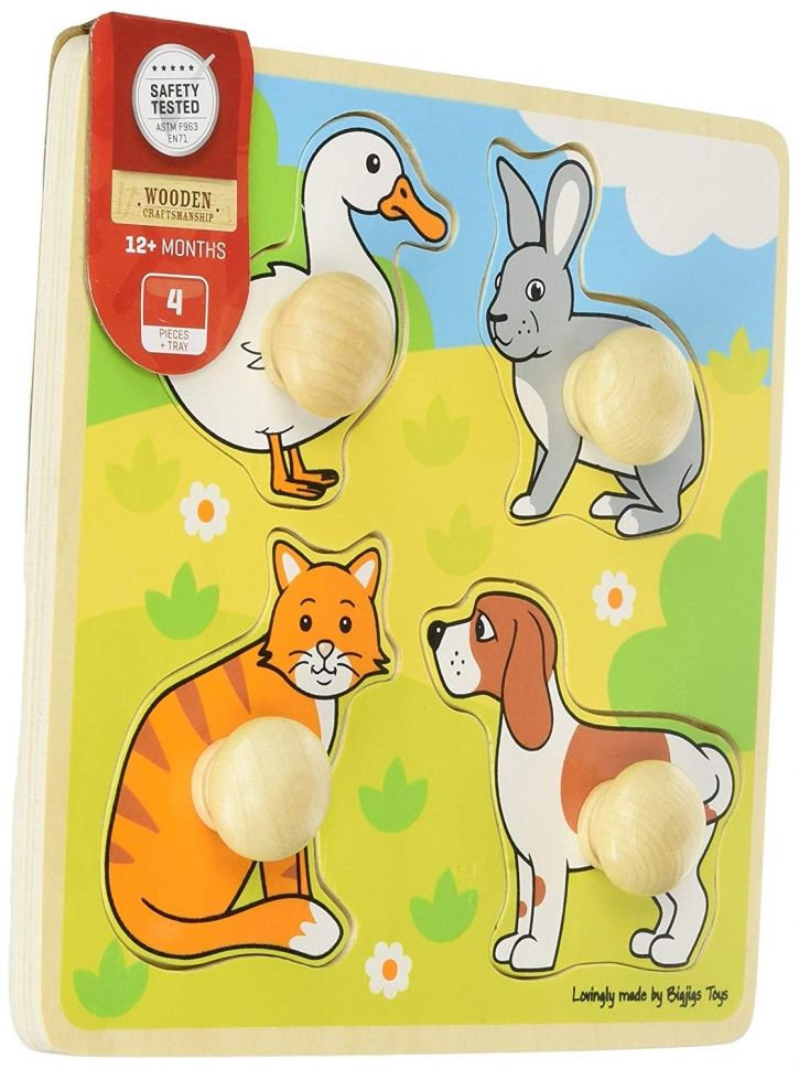 My first wooden puzzle with handles - Pets