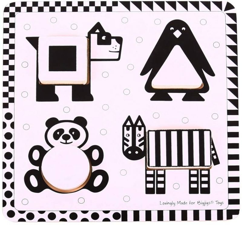 Дървен пъзел - Черно-бели животни