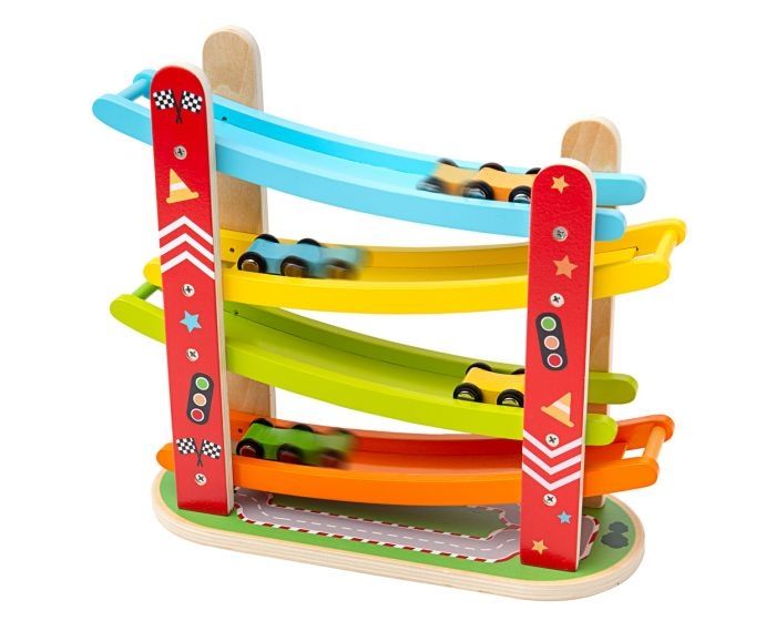 Дървена състезателна писта с 4 колички