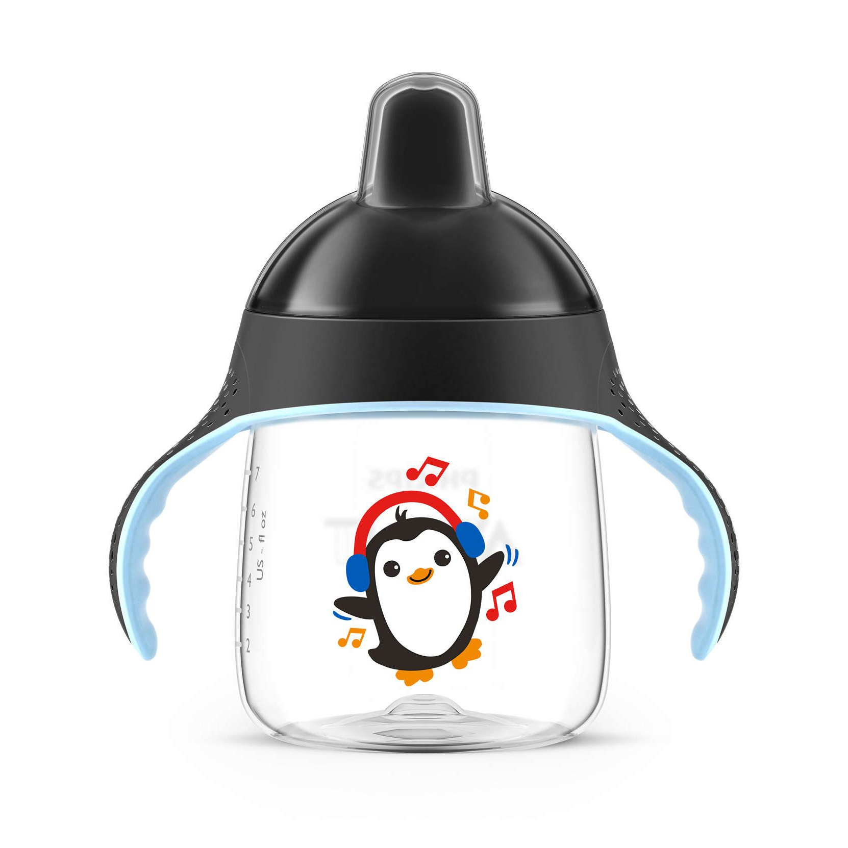 Philips AVENT Non-spill cup with hard tip 260 ml, 12m+, Penguin, black