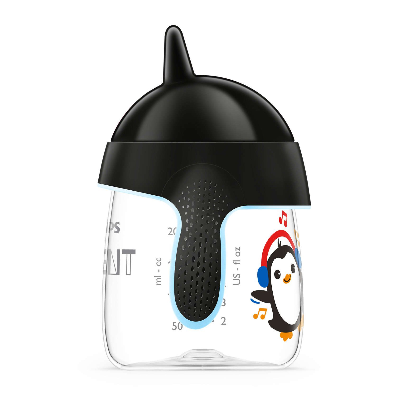 Philips AVENT Non-spill cup with hard tip 260 ml, 12m+, Penguin, black