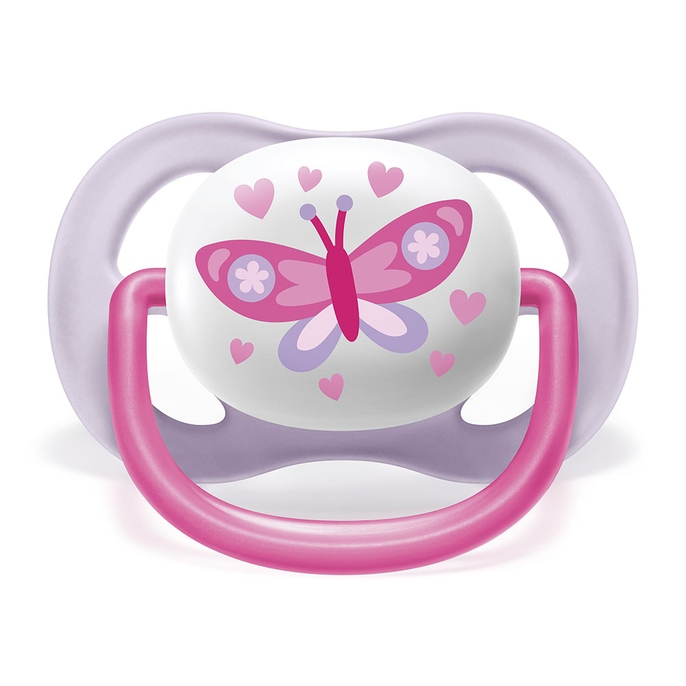 Залъгалки Ultra Air Happy 0-6м розови с декор Пеперуда и Love
