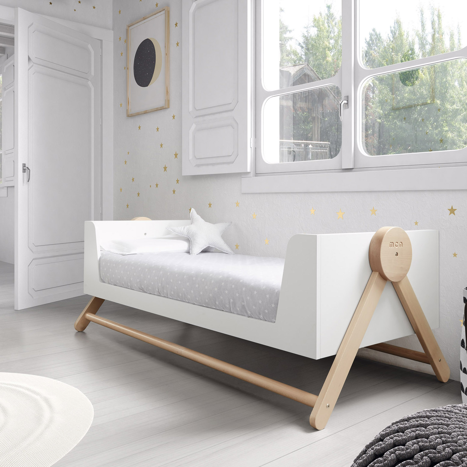 MICUNA Transforming children’s bed BIG SWING COT, 70/140 cm - white/scandinavian