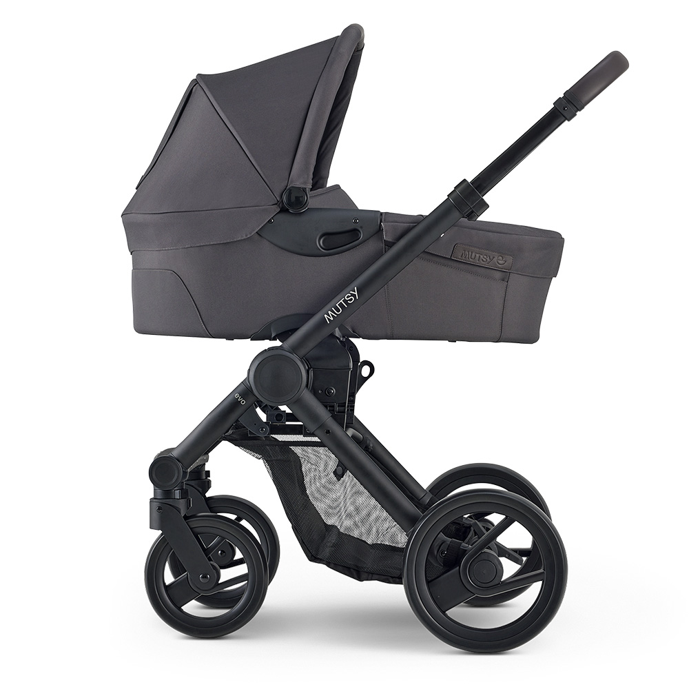 Mutsy EVO Stone Gray PACKAGE Chassis with seat + Bassinet for newborn
