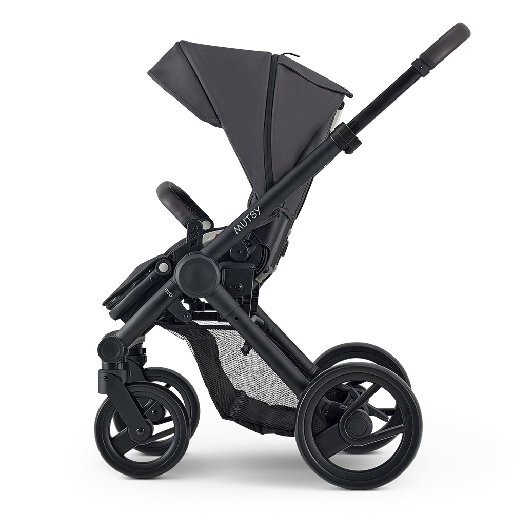 Mutsy EVO Stone Gray PACKAGE Chassis with seat + Bassinet for newborn