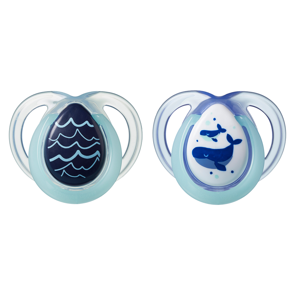 Tommee Tippee Ортодонтични залъгалки NIGHT TIME 0-6м, 2 бр./оп., Китове