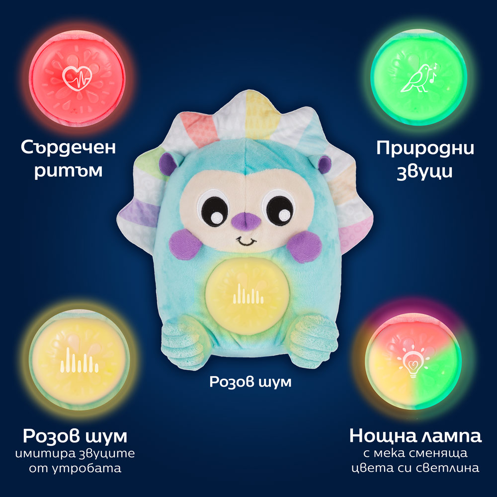 Плюшена играчка Таралеж със светлина и звуци, 0м+