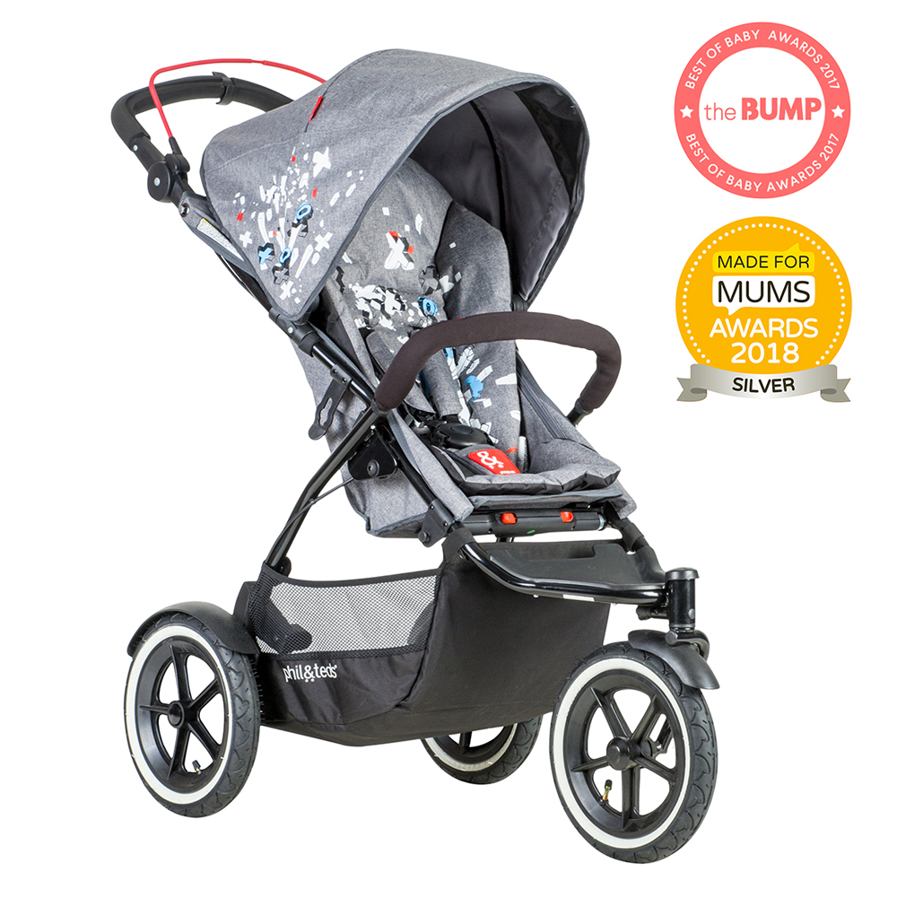 Phil & Teds Stroller Sport V5 for one or born children, graffiti
