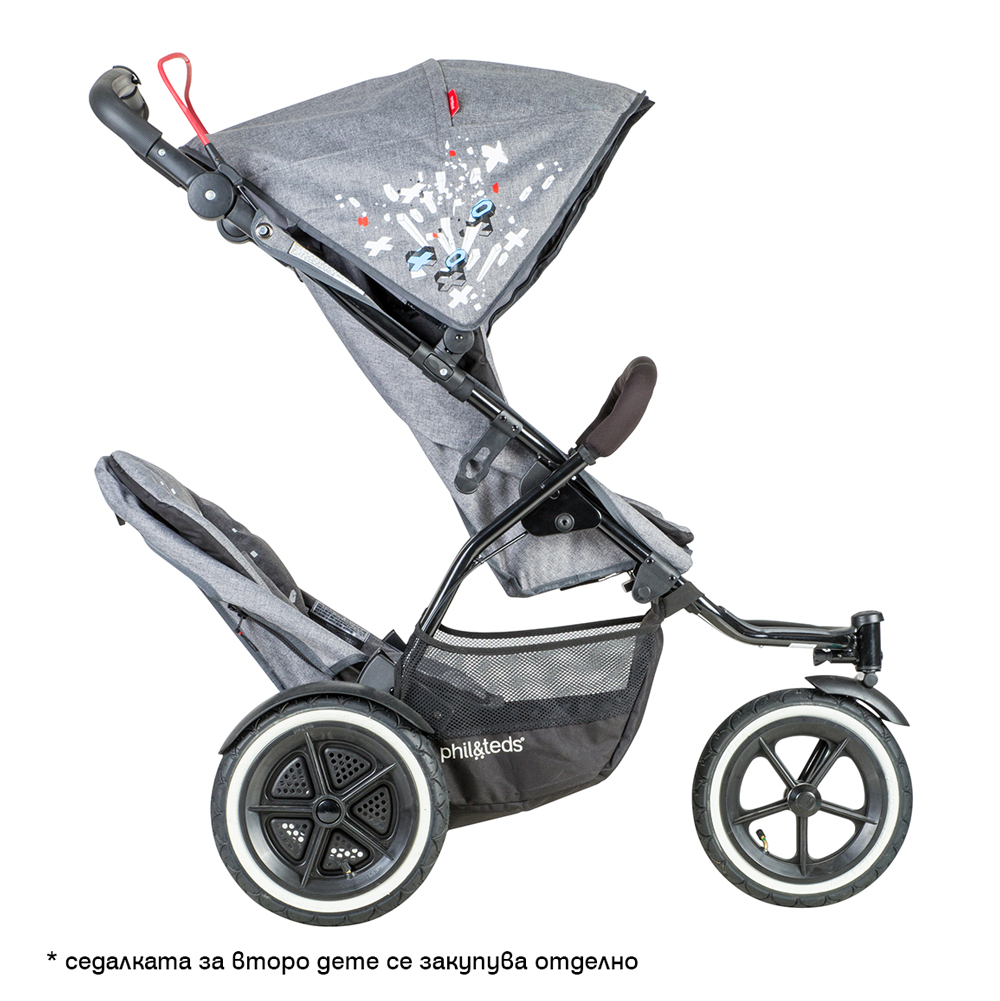 Phil & Teds Stroller Sport V5 for one or born children, graffiti
