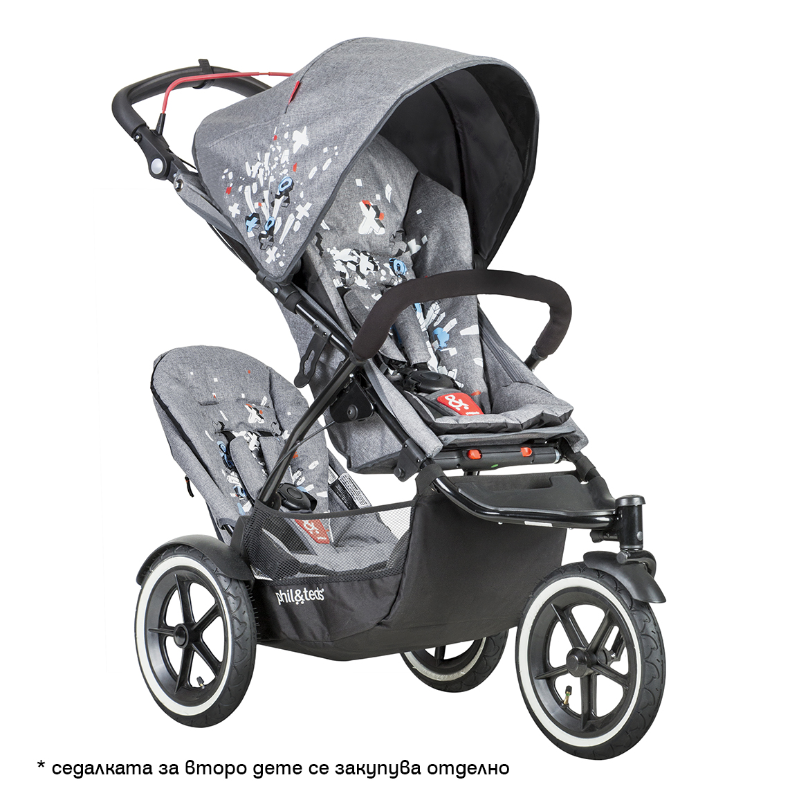Phil & Teds Stroller Sport V5 for one or born children, graffiti