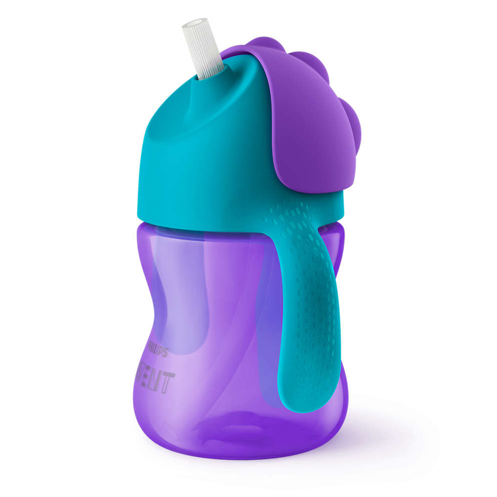 Philips AVENT Чаша със сламка 200 мл, с дръжки, 9м+, ЛИЛАВА