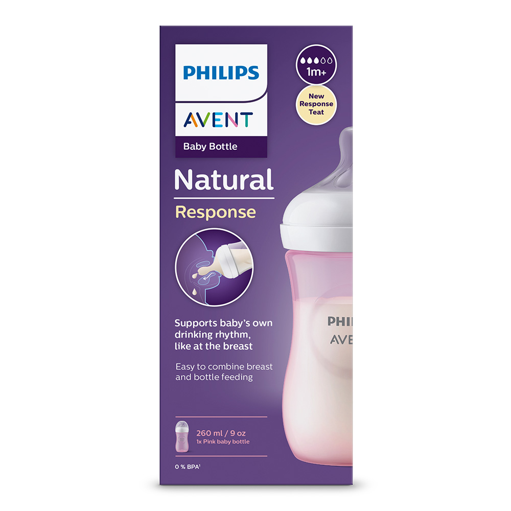 Шише Natural Response 260 мл 1м+, розово