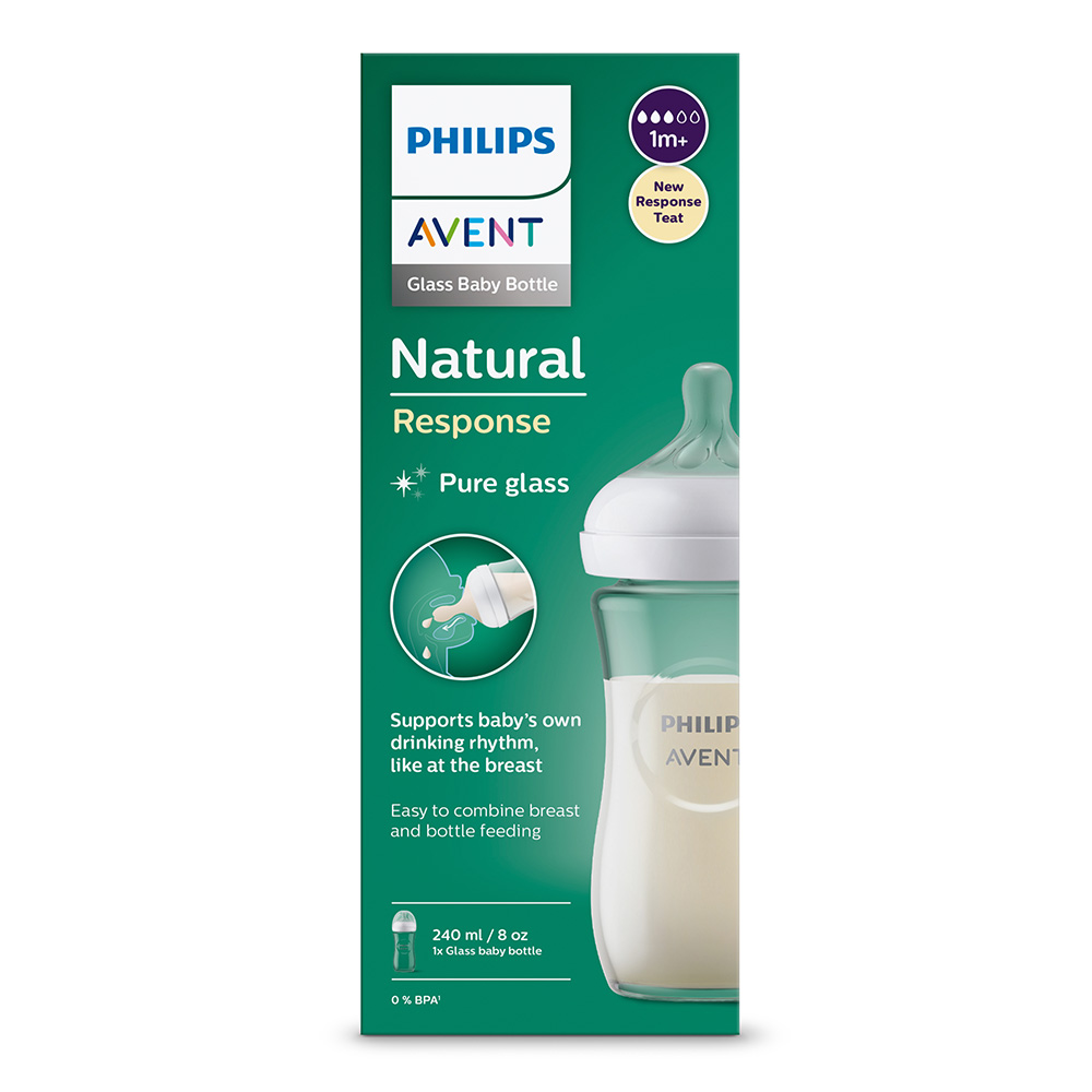 Стъклено шише Natural Response 240 мл 1м+