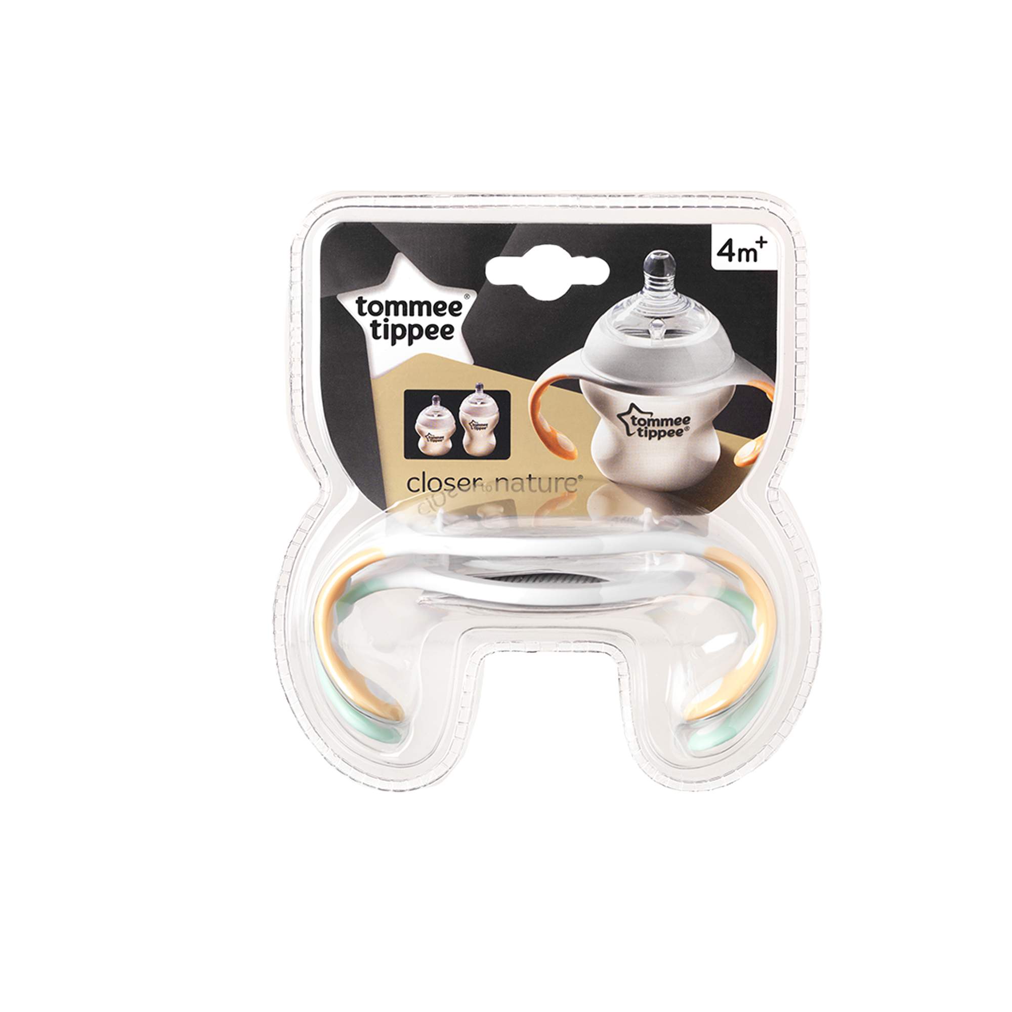 Tommee Tippee Дръжки за шишета и чаши, 4м+, 2 бр./оп., Зелена и оранжева