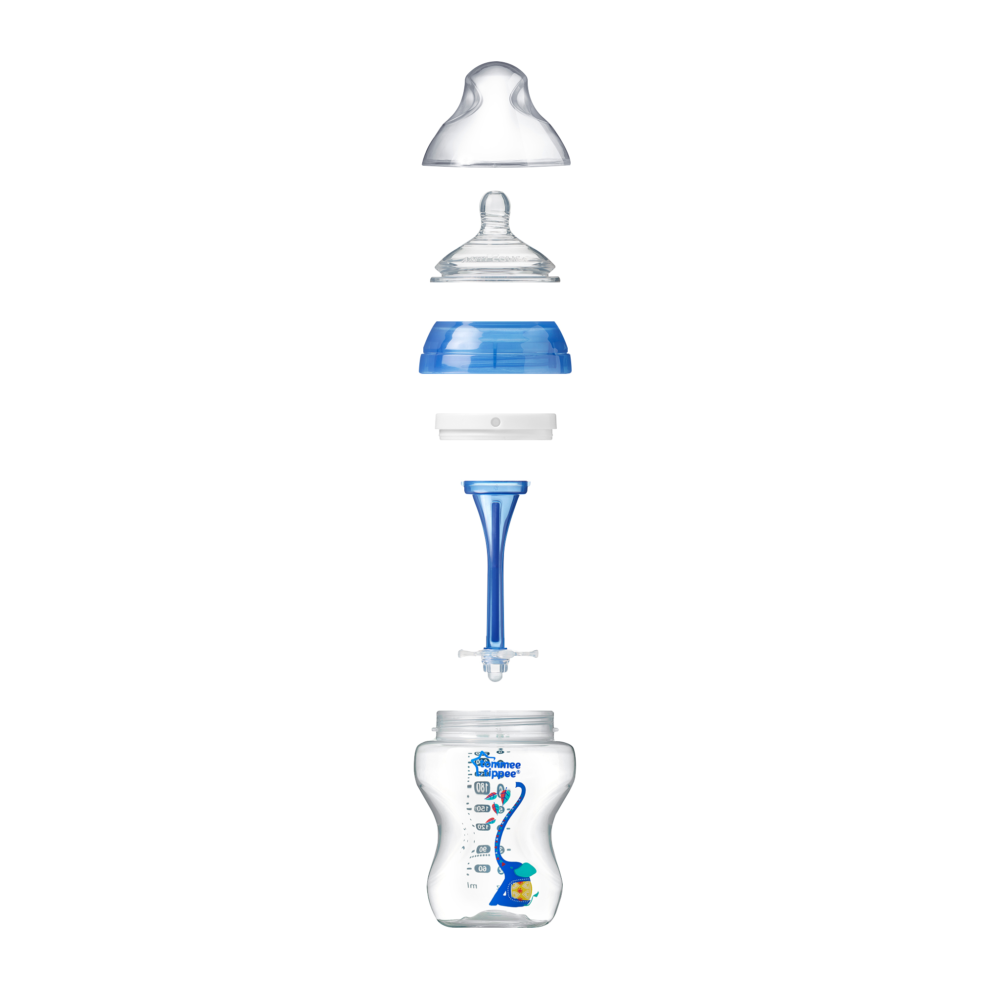 Tommee Tippee feeding bottle Advanced Anti-Colic 3m+, 340 ml, blue decorated