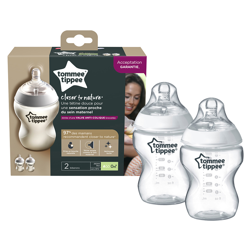 Tommee Tippee Шише за хранене Easi-Vent 0м+, 260 мл, 2 бр./оп.