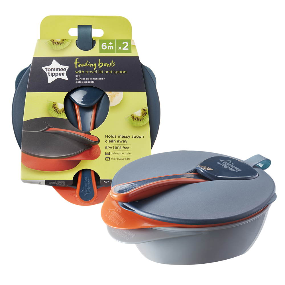 Tommee Tippee Купи за храна с капак и лъжица 6м+ (2 бр./оп.)