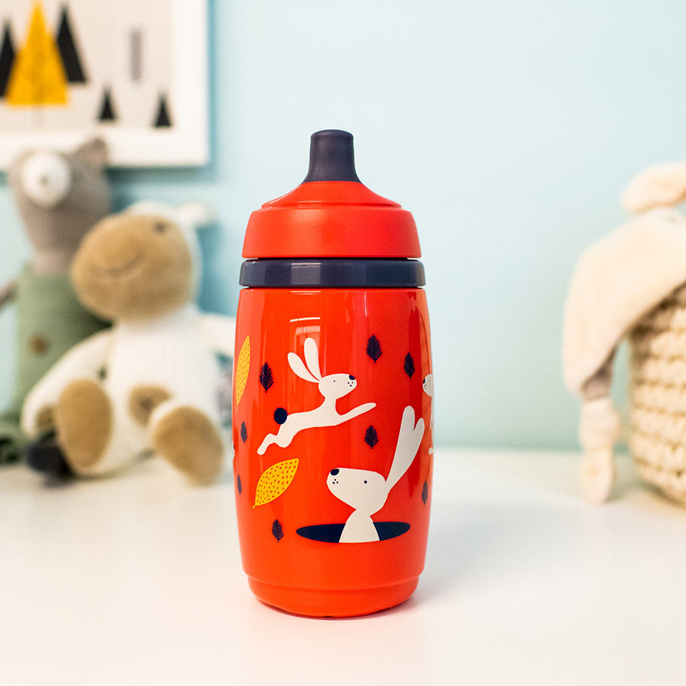 SuperStar Spill-proof tumbler with sports tip 266ml 12m+, BACSHIELD, red