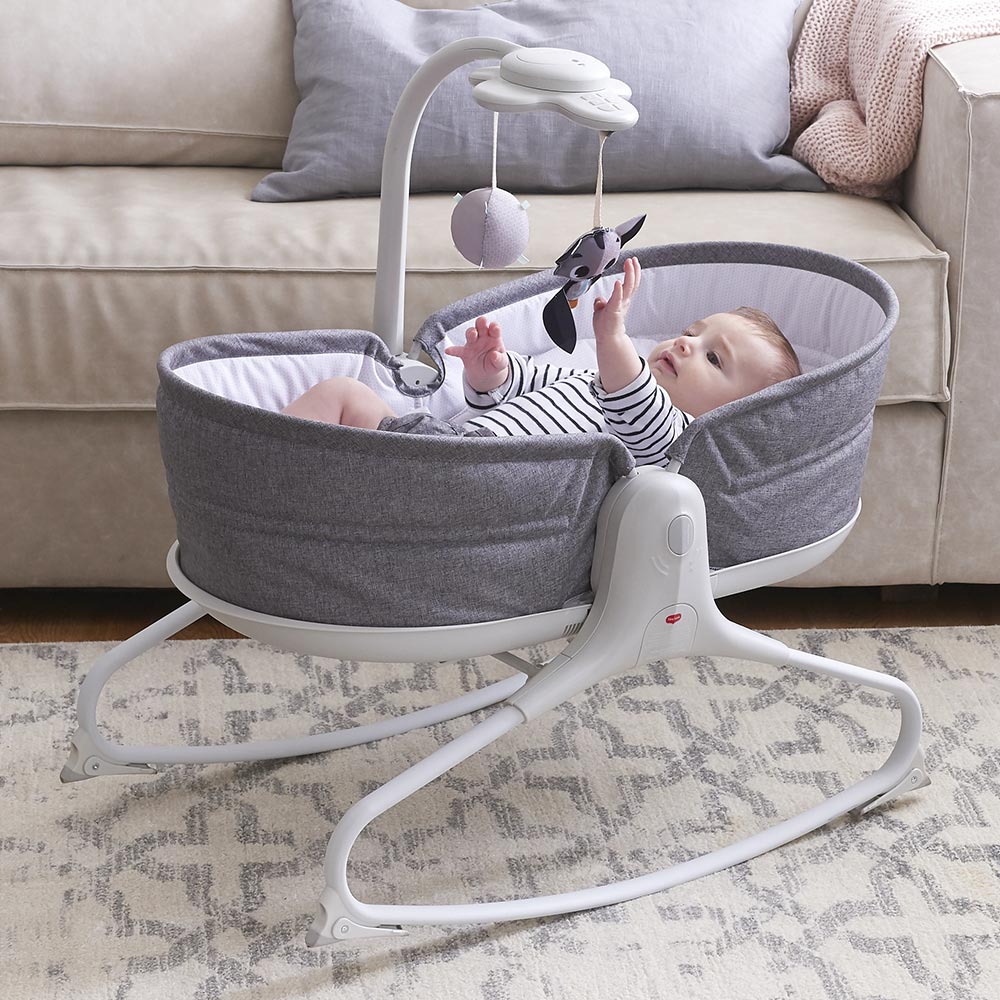 3-in-1 Rocker Napper Musical Lounger with 3 Adjustable Positions: Nap Basket, Swing, Multi-Functional Chair, Detachable Musical Toy with Lights and Sounds