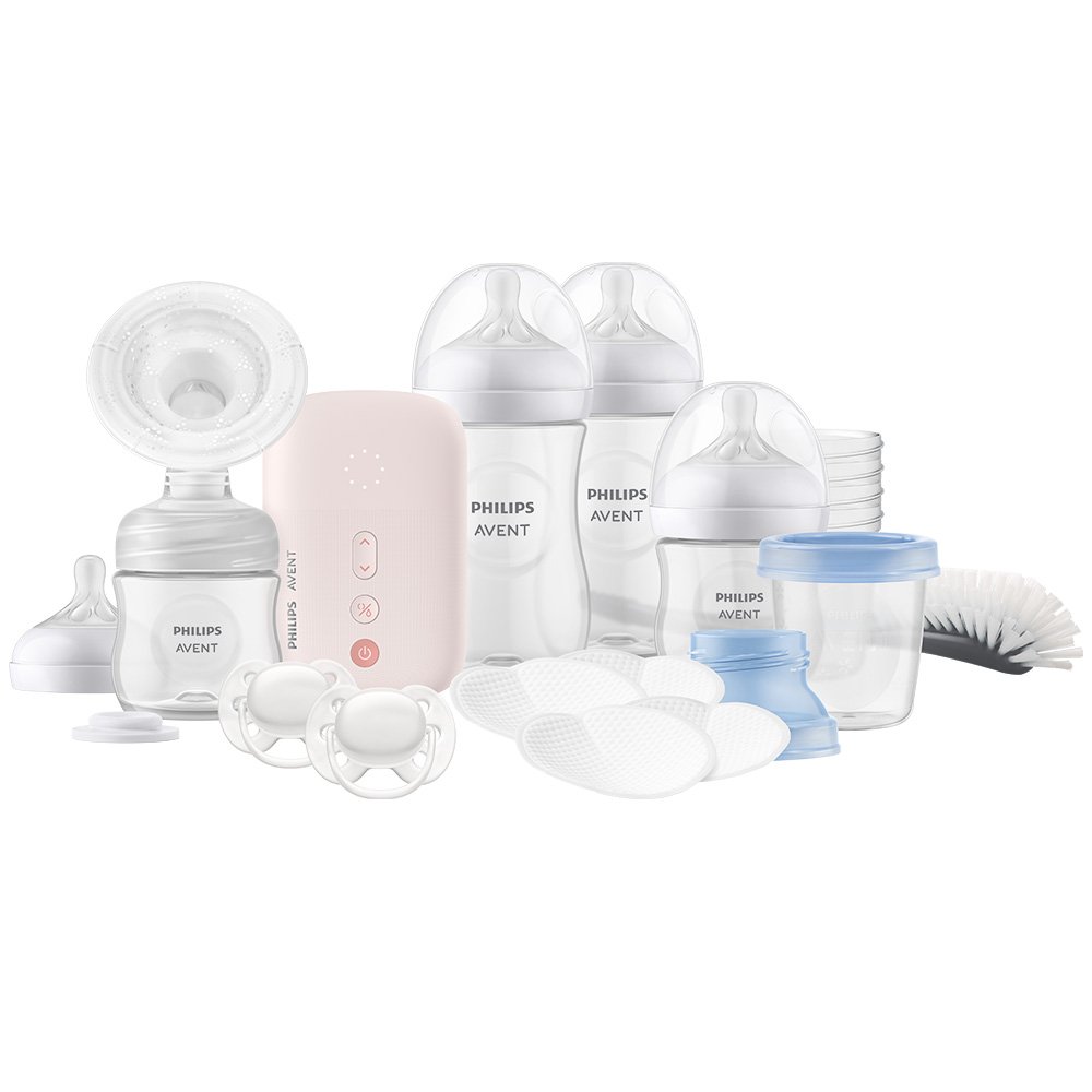 Philips AVENT SCD340/31 Electric breast pump set Natural Motion Advanced + 4 Natural Response bottles, 5 VIA containers, pacifier, pads and cleaning brush