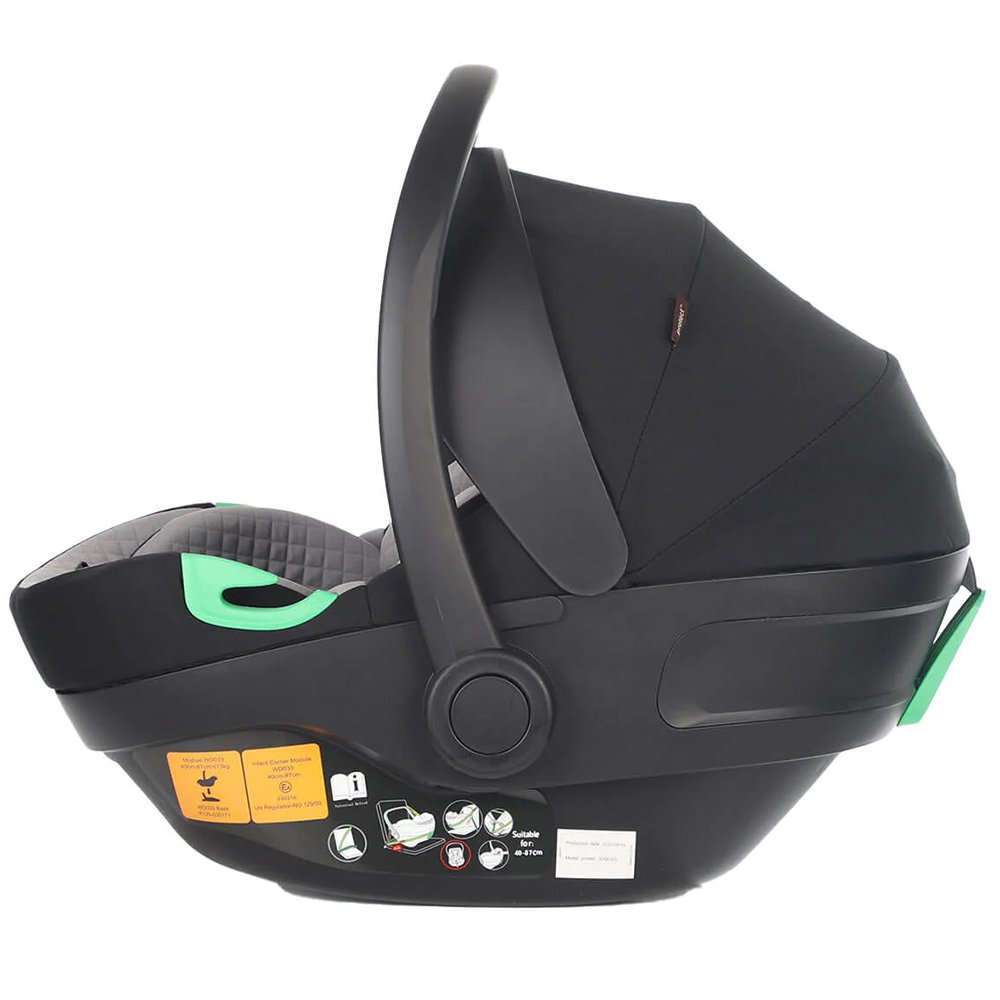 Mountain Buggy Protect i-Size Child Car Seat, with removable newborn pad, extendable backrest, for children 40-87 cm tall, UPF50+ protection, black-grey