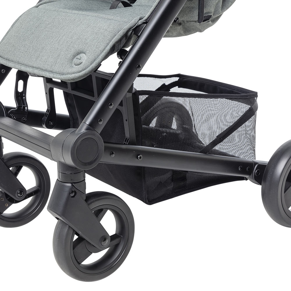 Mutsy NEXO stroller, black chassis with black handle and seat with canopy in Concrete Melange