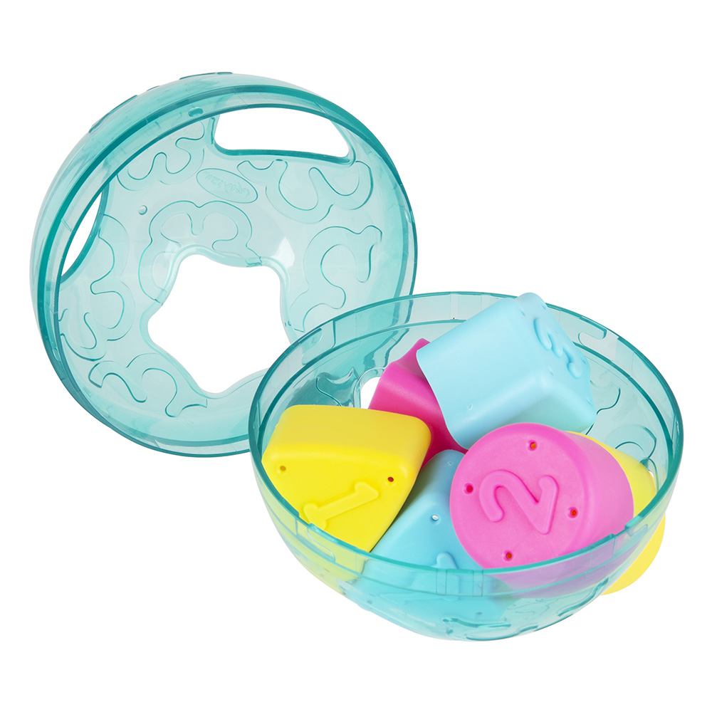 Educational toy Ball with 6 holes and 6 numbered color sorting shapes Playgro