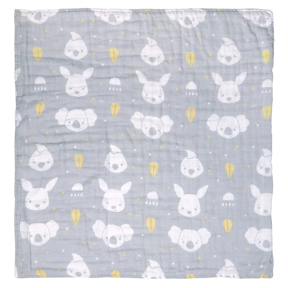 Playgro Fauna Friends 100% natural cotton baby muslin blanket for stroller, size 70 x 70 cm