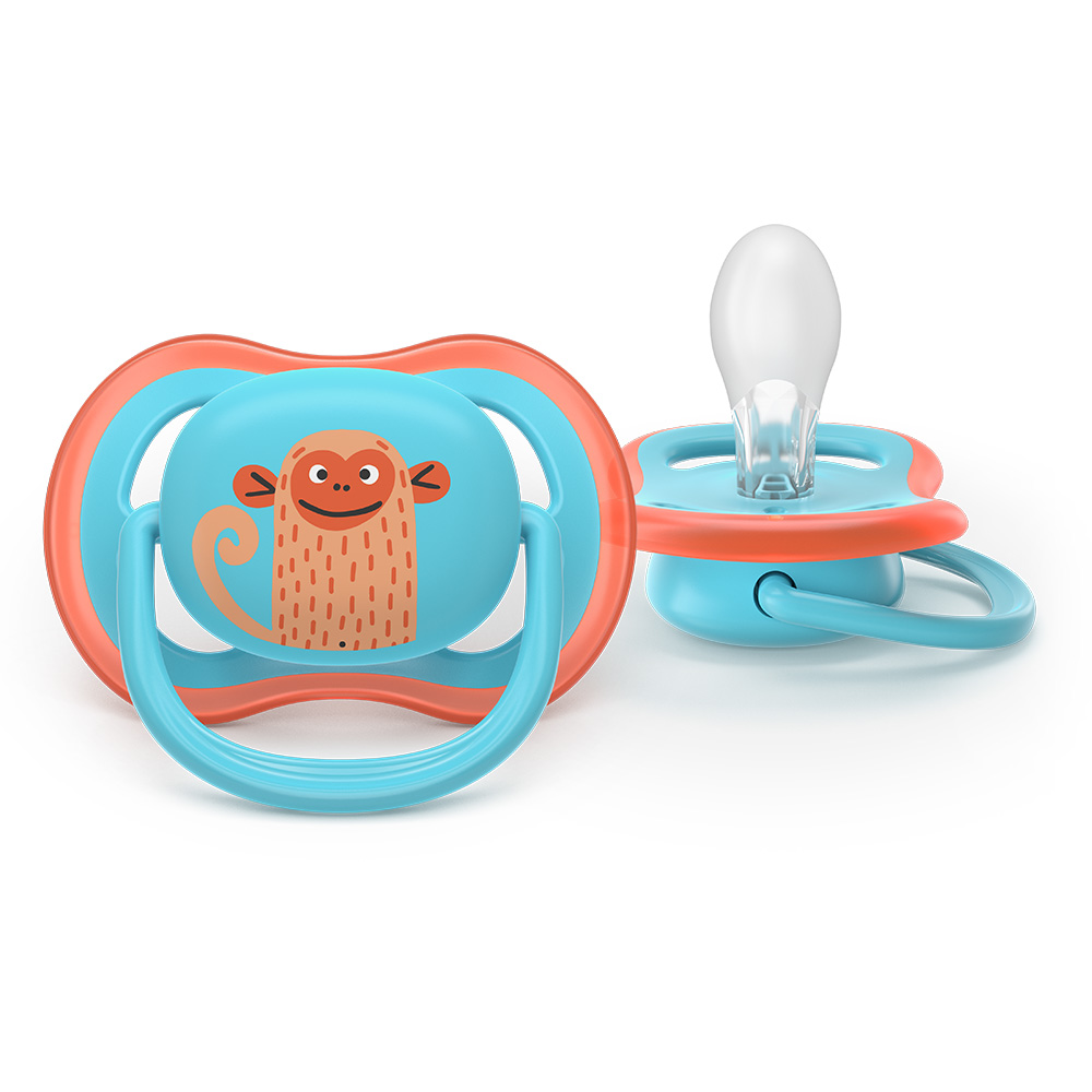 2 pieces of orthodontic silicone pacifiers Philips AVENT SCF349/58 Ultra Air, 18m+, with pictures, in a sterilization box