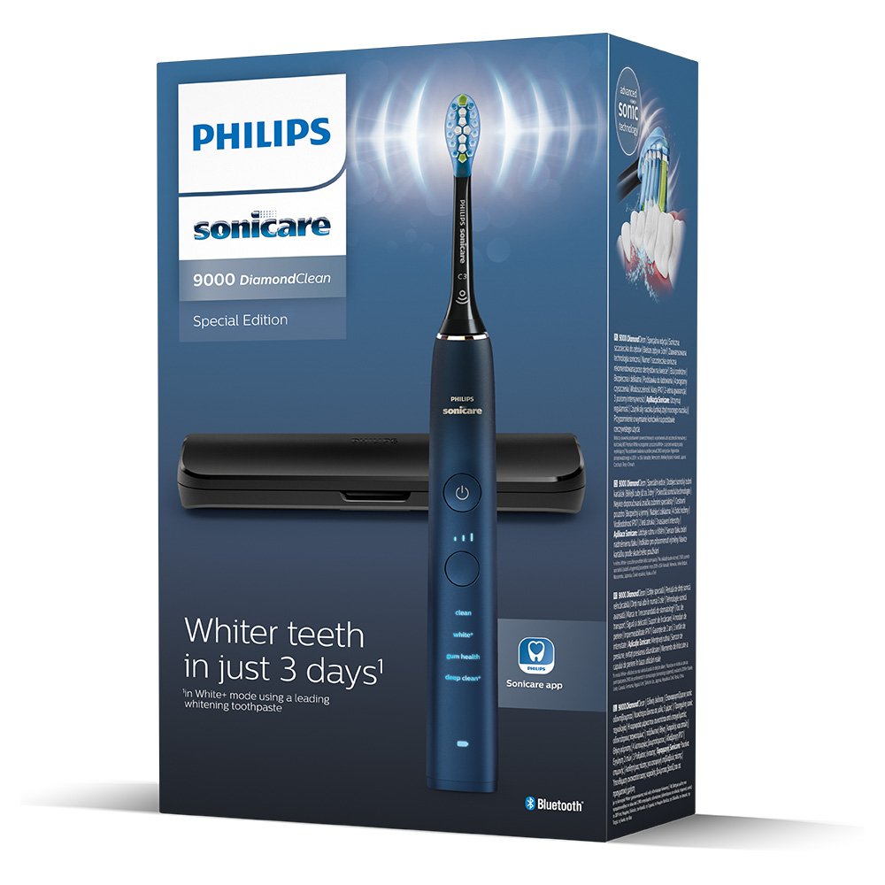 Звукова електрическа четка Philips Sonicare DiamondClean 9000 HX9911/88, с глава C3 Premium, 4 режима, 3 интензитета, калъф за пътуване, Bluetooth