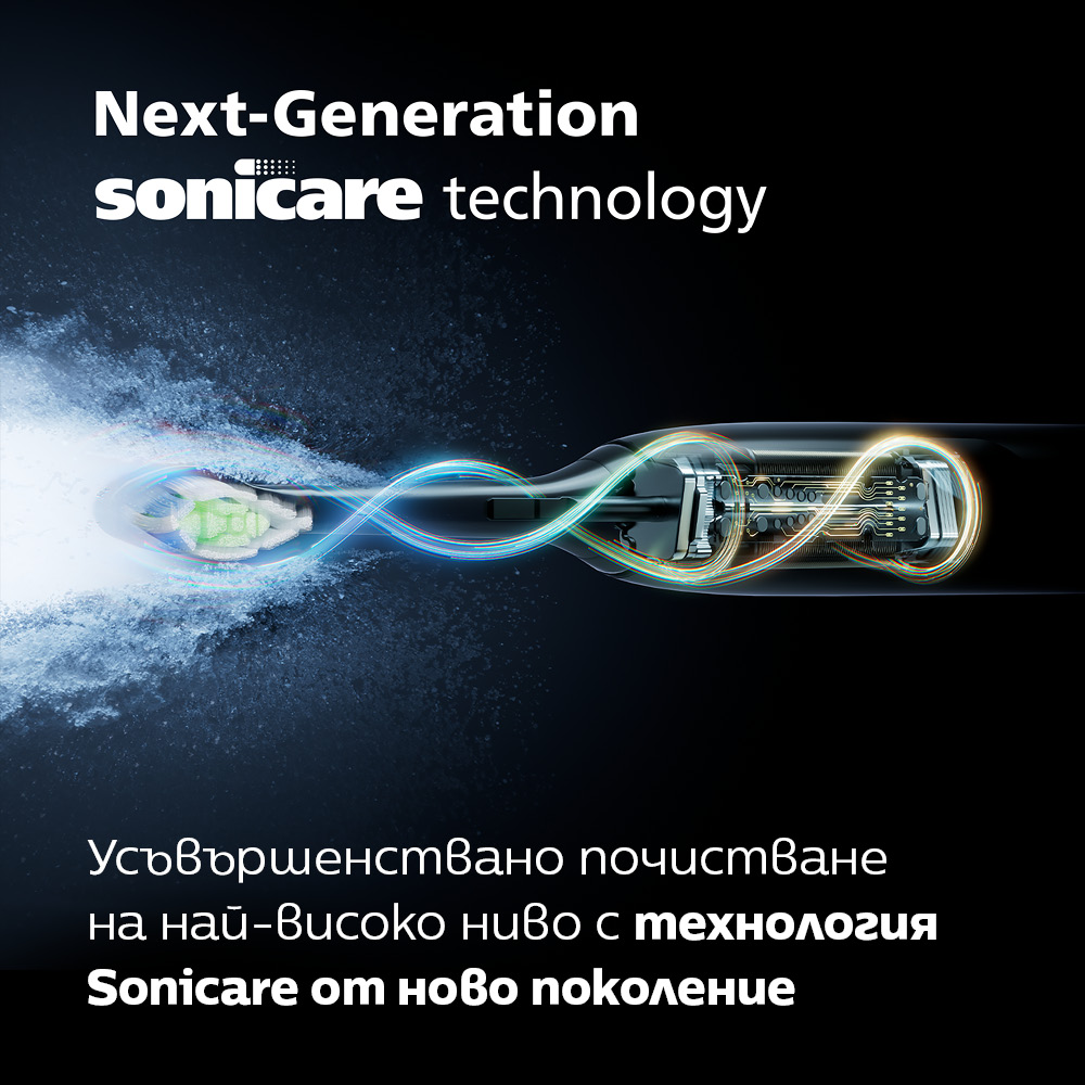 Акумулаторна четка за зъби Philips Sonicare HX7410/02 серия 6500 със звукова технология Next-Generation, 3 режима на четкане, 3 интензитета, светлинен сензор за натиск, 2 накрайника, калъф за път