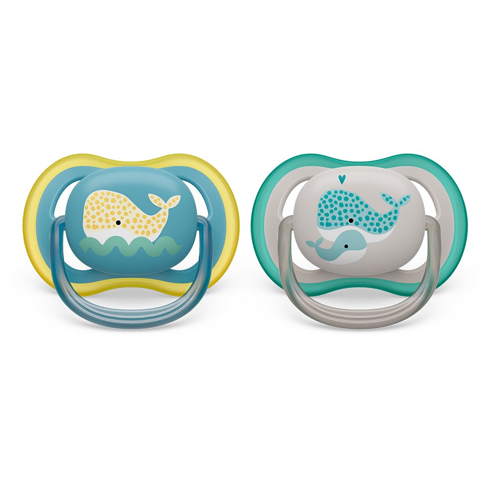Set of 2 orthodontic pacifiers Philips AVENT SCF349/24 Ultra Air 18m+, neutral colors with Kit decor, in a sterilization box
