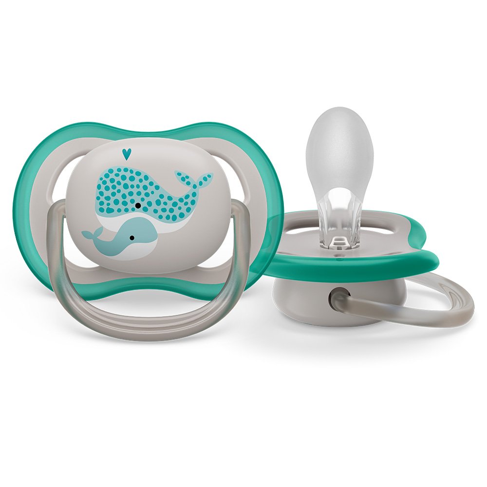 Set of 2 orthodontic pacifiers Philips AVENT SCF349/24 Ultra Air 18m+, neutral colors with Kit decor, in a sterilization box