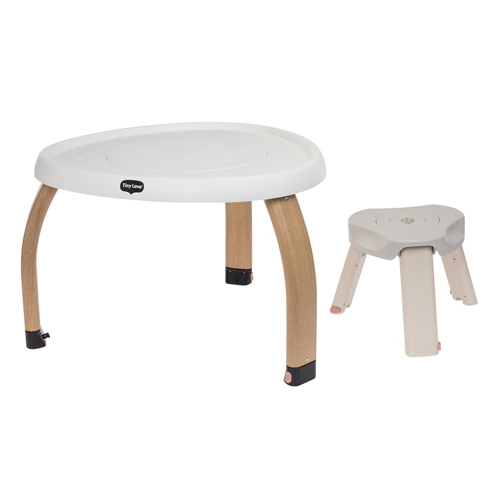 Here I Grow 5 in 1 Stationary Play Center Black&White Décor Series - Tummy Play, Balance Board, Stationary Play Center, Activity Board, Kids Table & Chair, 6m+