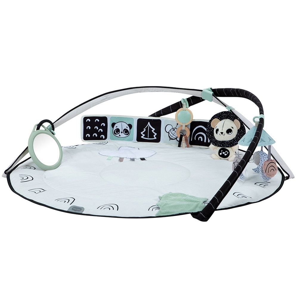 Active Gymnastics Tiny Love Developmental Gymini from the Black&White Décor series with a 90 cm diameter round mat, adjustable arches and a selection of 5 toys, 0m+