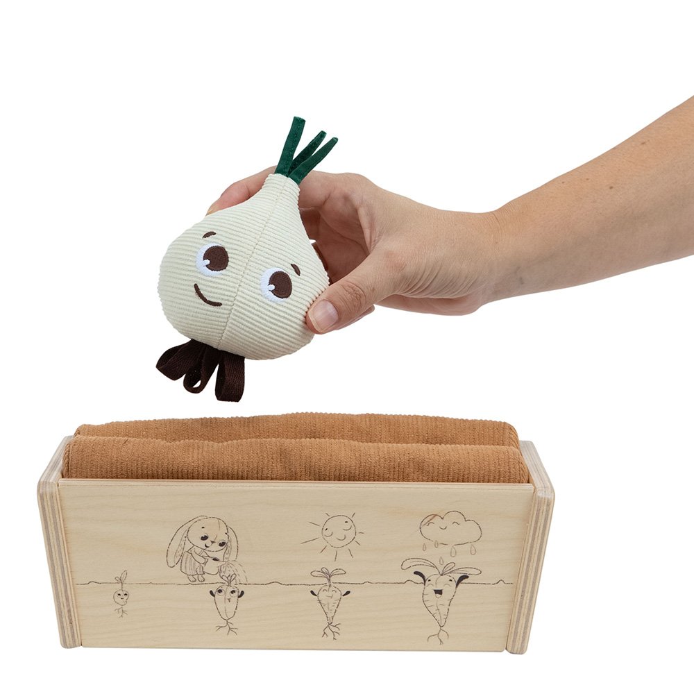 Tiny Love's Garden of Adventures Eco Series My First Garden Set, with 3 Cotton Fruit Toys and a Wooden Box, 18m+