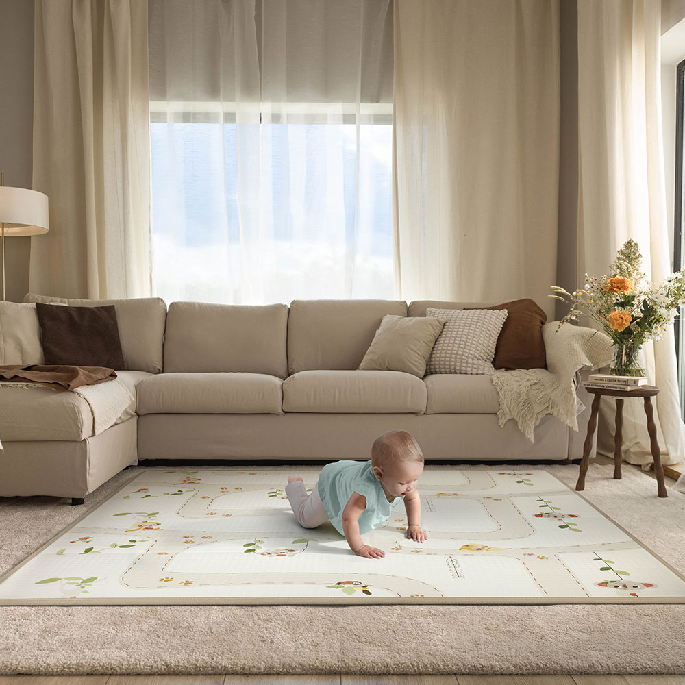 Tiny Love Boho Chic XL foldable play mat, size 150x150 cm, thickness 1 cm, double-sided design, waterproof surface, compact folding