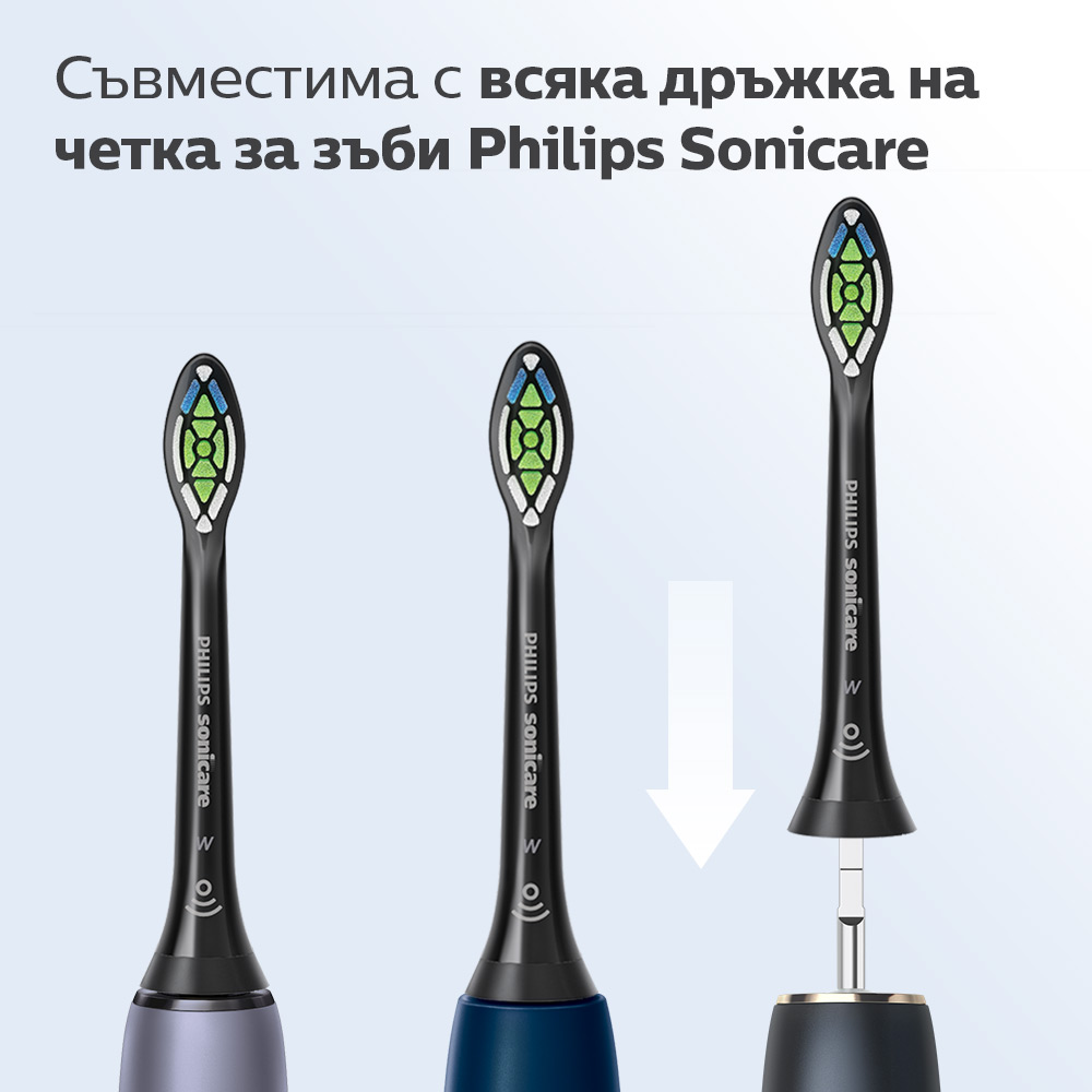 Set of 4 W2 Optimal White HX6064/88 toothbrush heads for Philips Sonicare electric toothbrushes, bristle hardness: Medium Soft