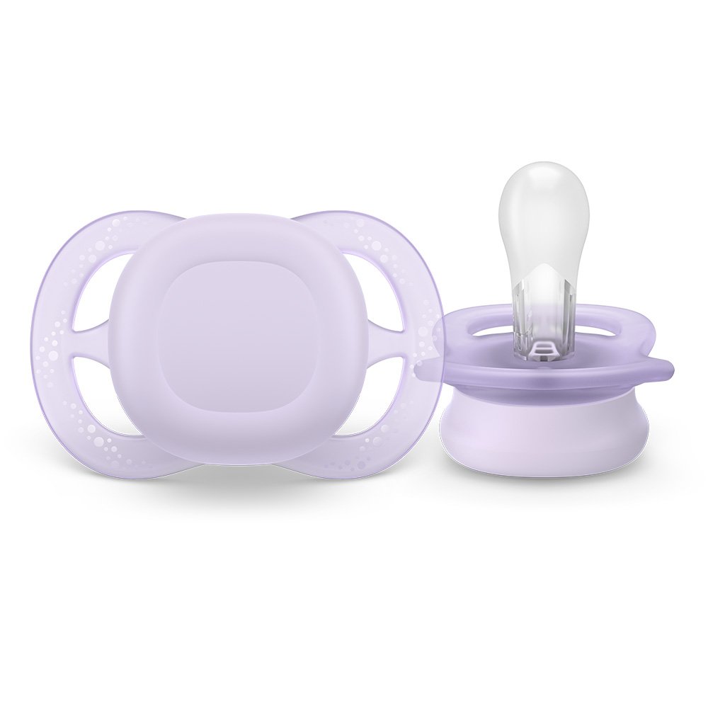 Set of 2 orthodontic pacifiers for newborns Philips AVENT SCF075/01 Ultra Start 0-2m, in orange and purple, in a sterilization box