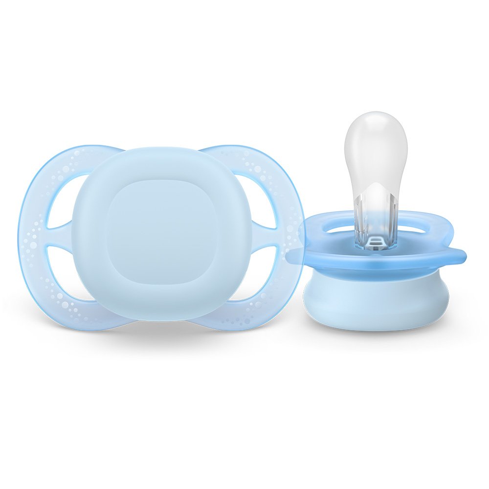 Комплект от 2 бр. ортодонтични залъгалки за новородени Philips AVENT SCF075/02 Ultra Start 0-2м, в синьо и зелено, в кутия за стерилизиране