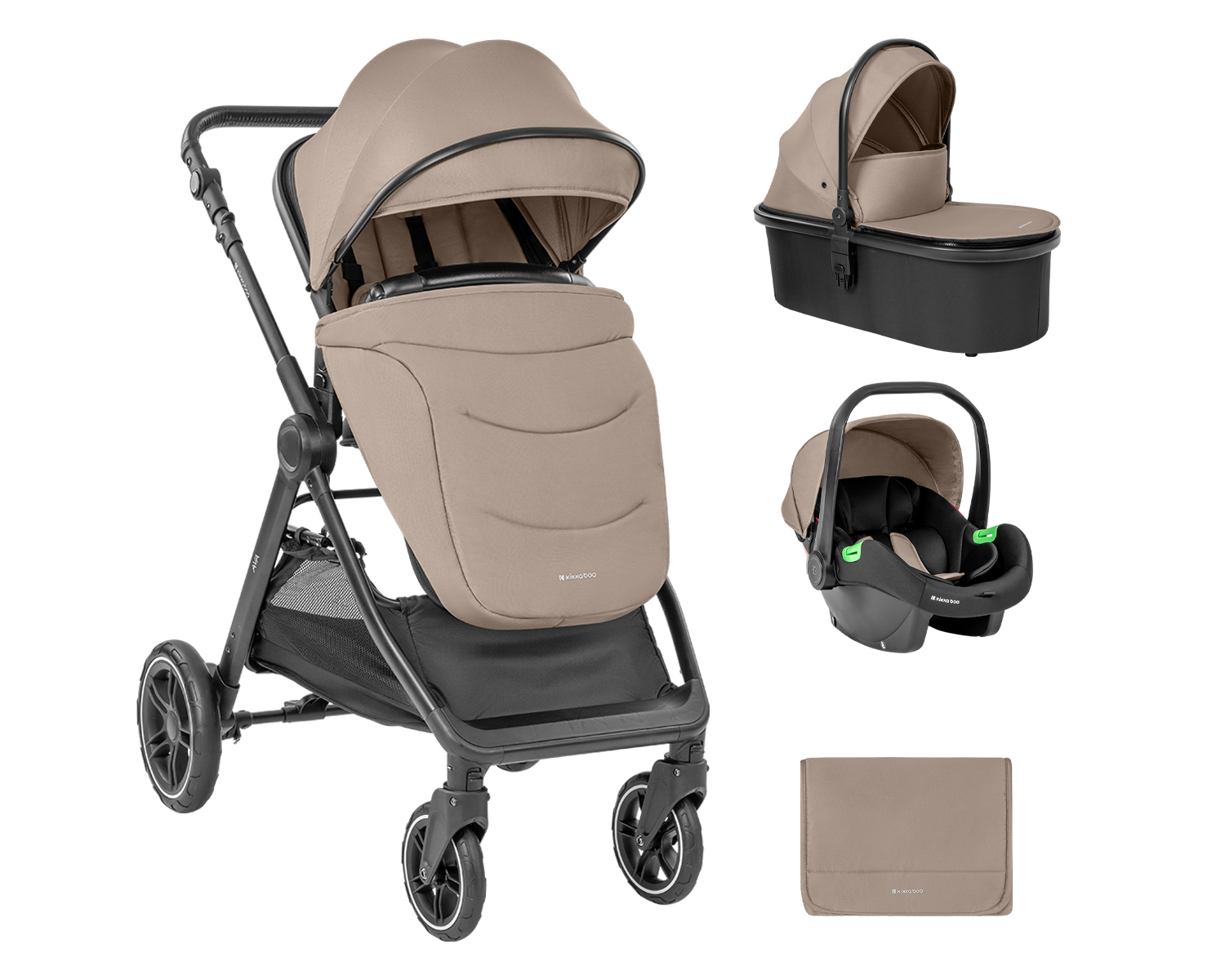Комбинирана количка 3в1 с кош за новородено Ava Beige