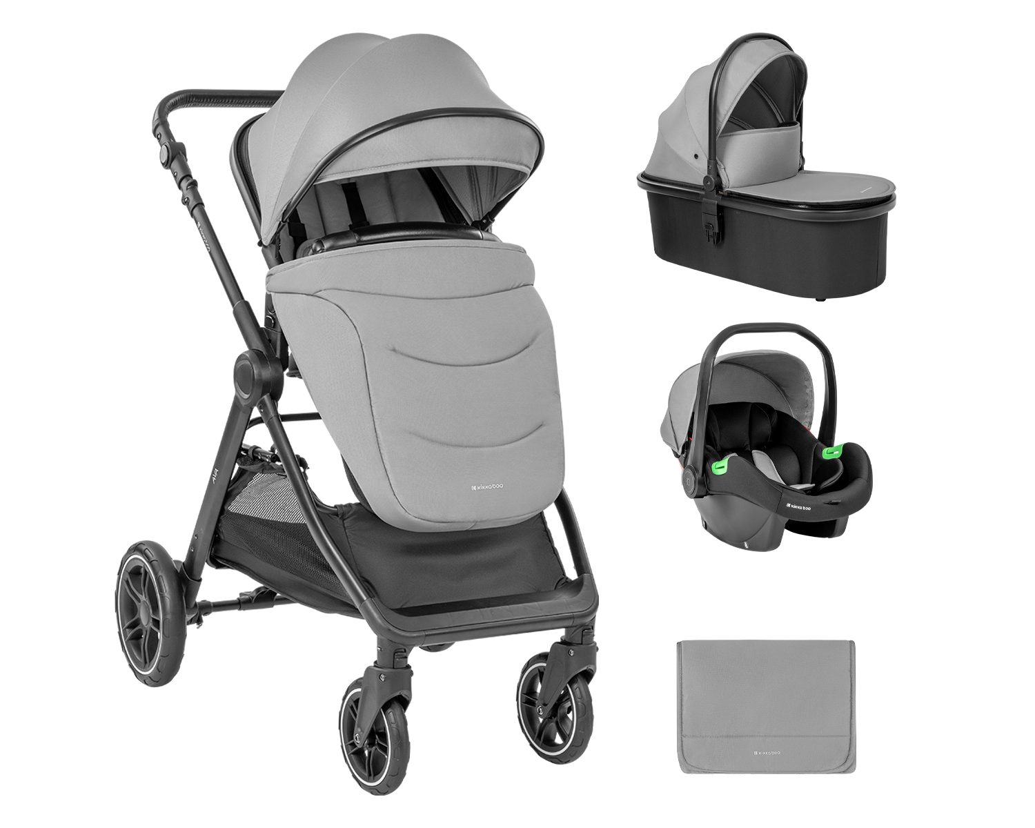 Комбинирана количка 3в1 с кош за новородено Ava Grey