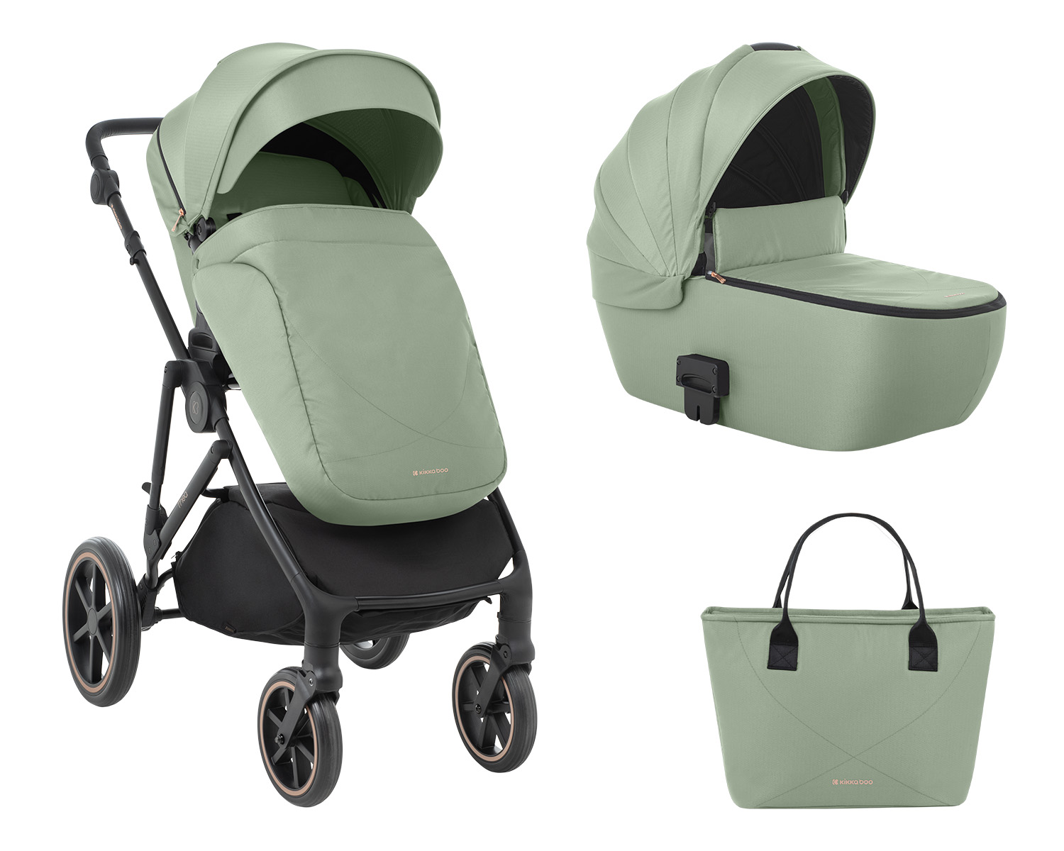 Combined stroller 2 in 1 with basket for newborn Thea Army Green 2024