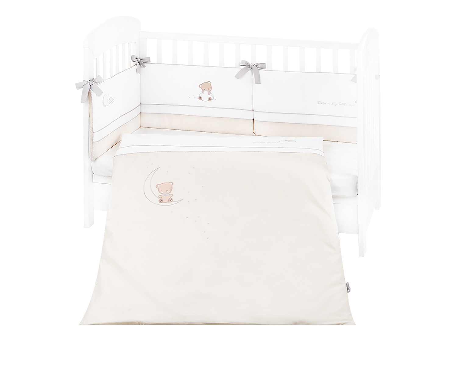 Baby bedding set with embroidery 2 pieces EU style 60/120 Dream Big Beige