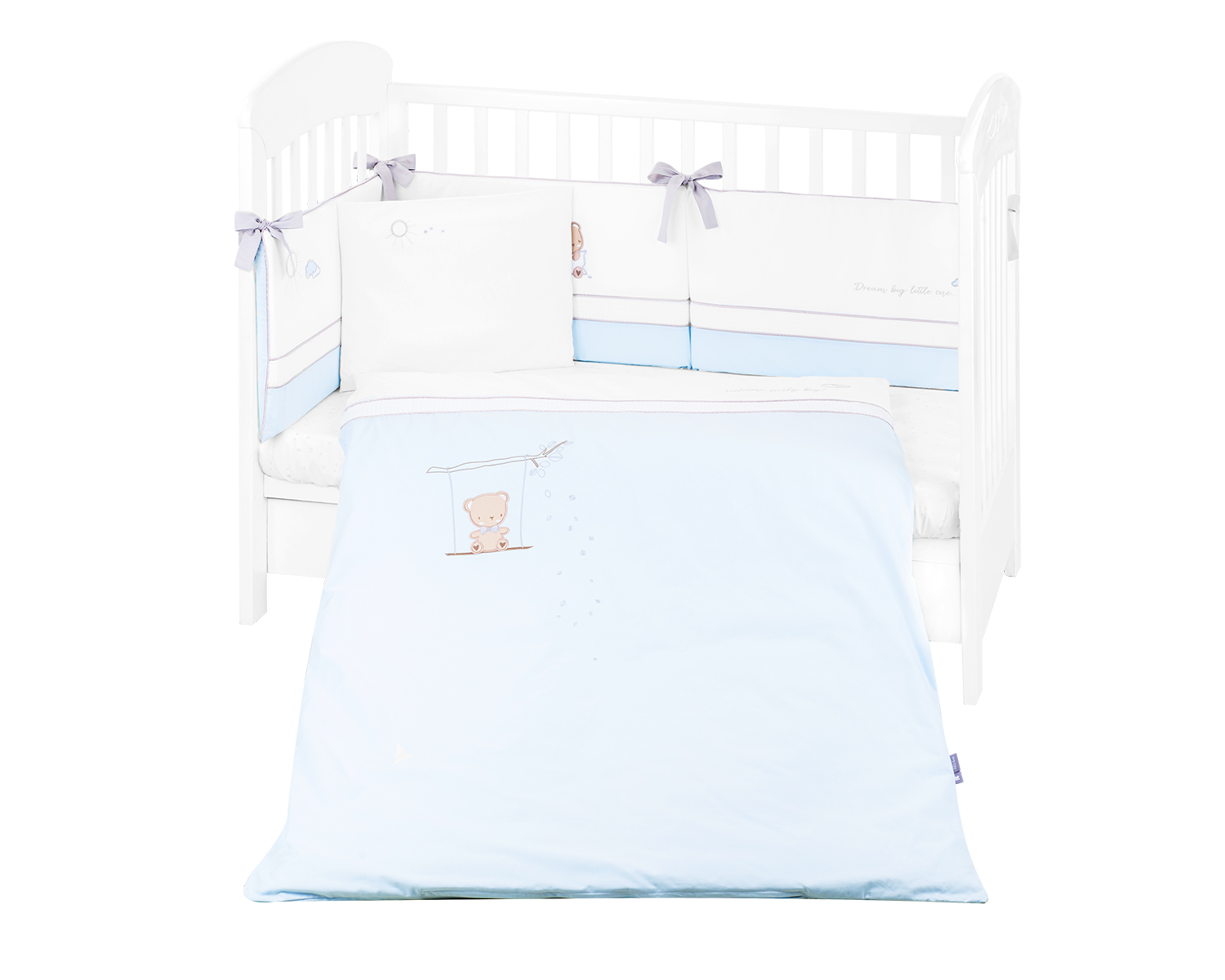 Baby bedding set with embroidery 6 pieces 70/140 Dream Big Blue