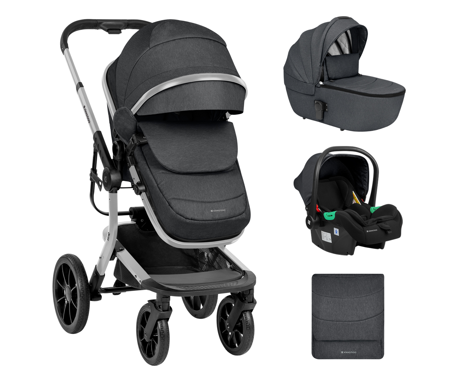 Комбинирана количка 3в1 с твърд кош Irene Dark Grey 2024