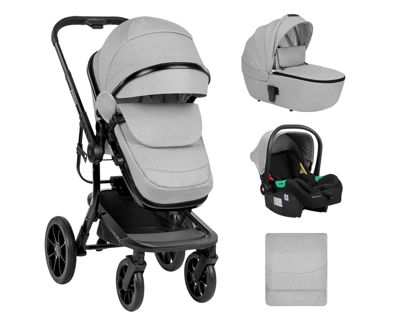Комбинирана количка 3в1 с твърд кош Irene Light Grey 2024