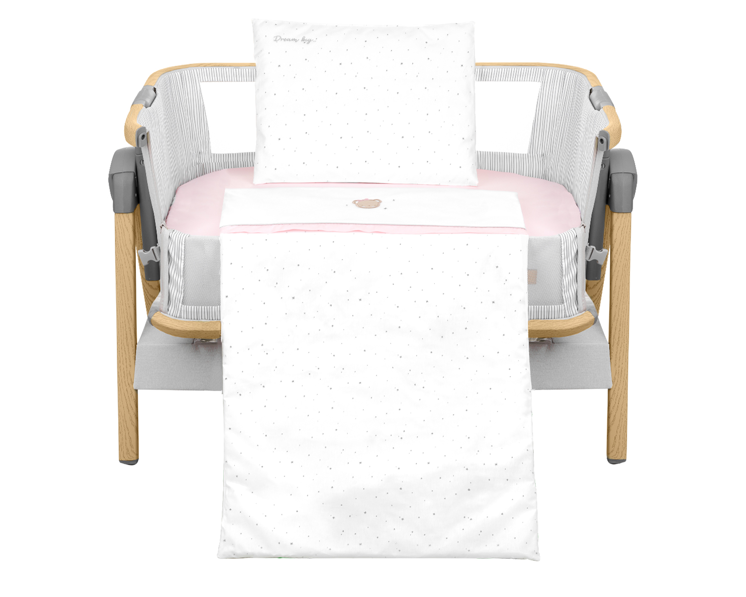 Бебешки спален комплект за мини-кошара 3ч Dream Big Pink