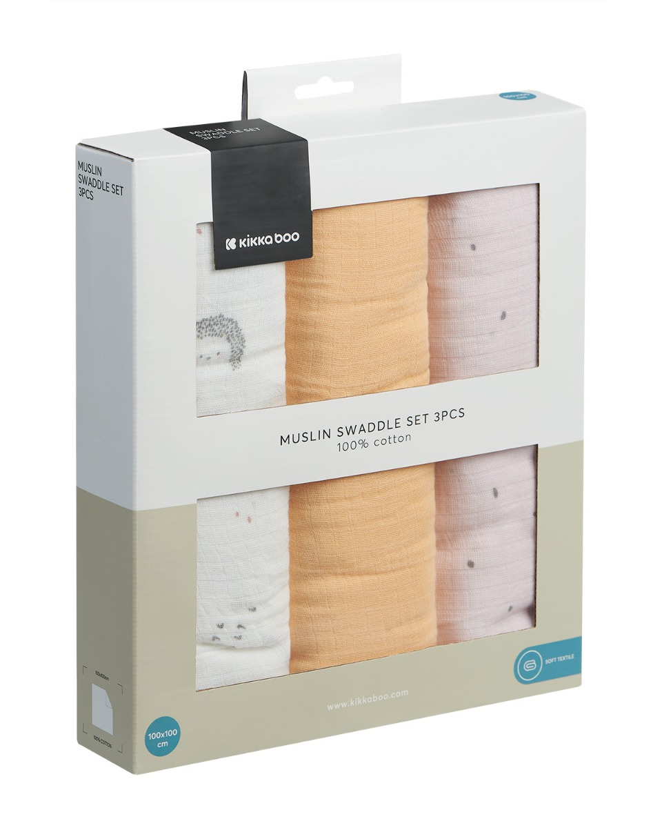 Set of 3 muslin diapers 100x100 cm Hedge-hugs