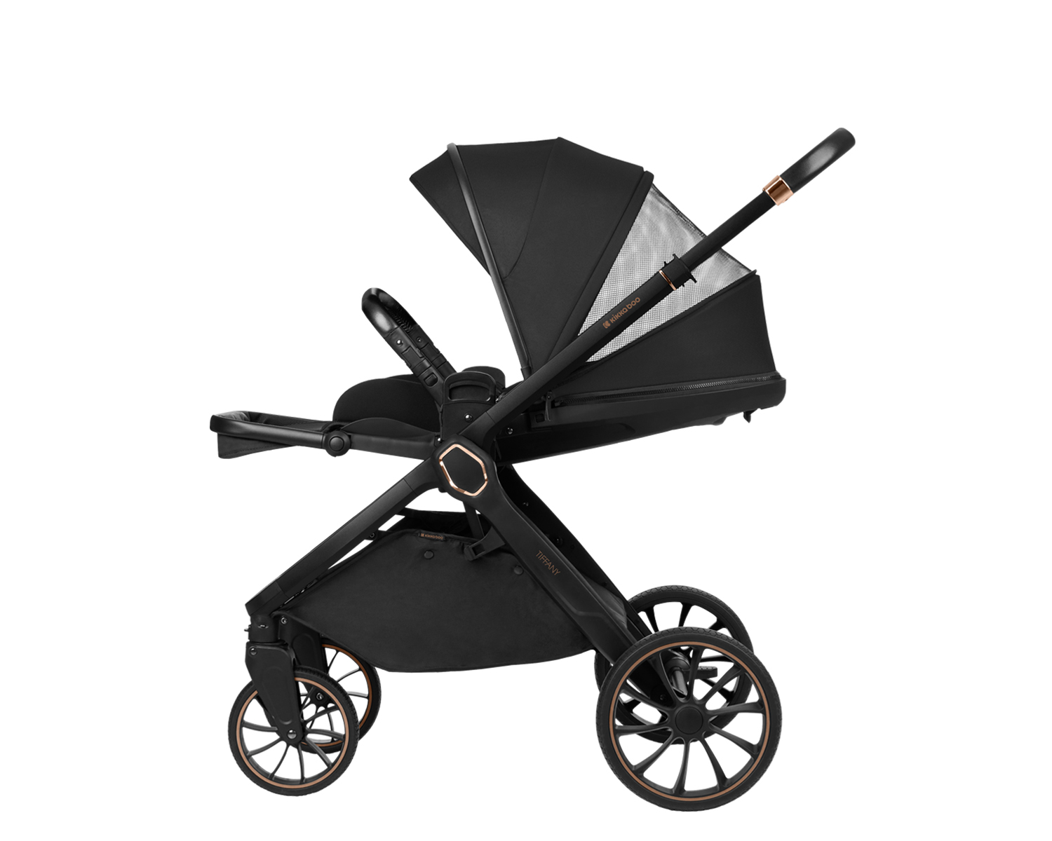 Комбинирана количка 2в1 с кош за новородено Tiffany Black 2024